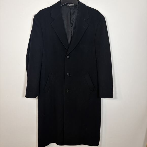 Cezani Italian Cashmere Trench Over Pea Long Dress Car Coat Black Men 46 - Picture 8 of 12